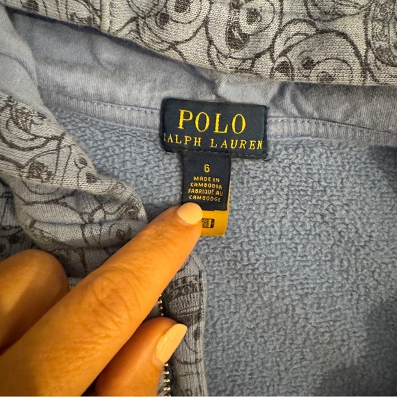 Polo Ralph Lauren Kids Bear Print Hoodie Size 6 - Pre-Owned Good Condition - Picture 4 of 5